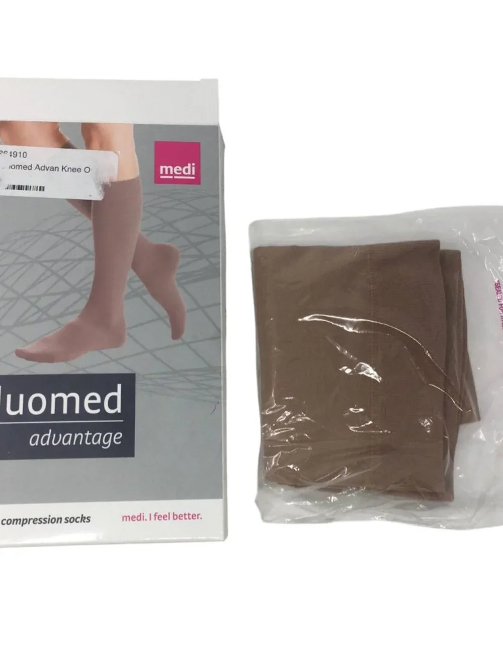 Duomed Advantage 20-30 mmHg Compression Stockings Beige Open Toe Medium NWOT